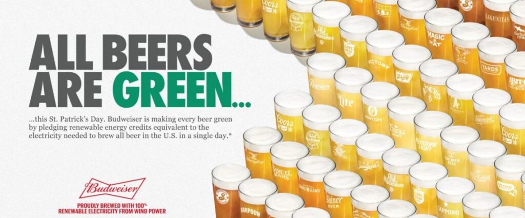 Green beer budweiser