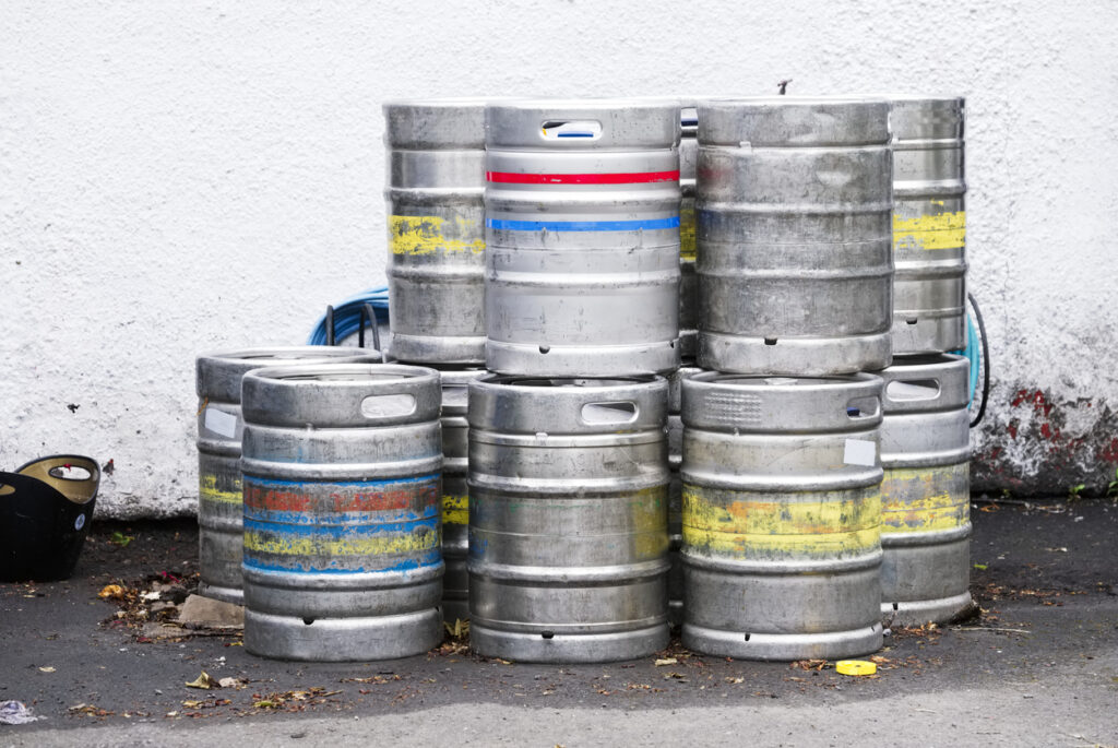 Beer thieves: kegs of beer stacked up
