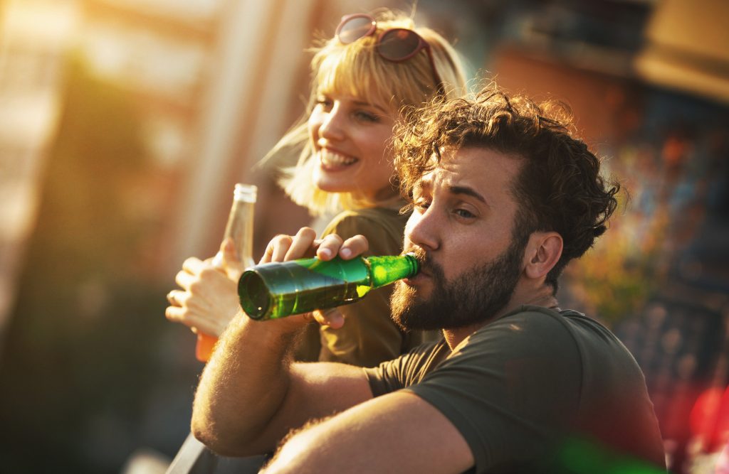 Calorie labelling on beer in pubs - people enjoy a drink in the sun