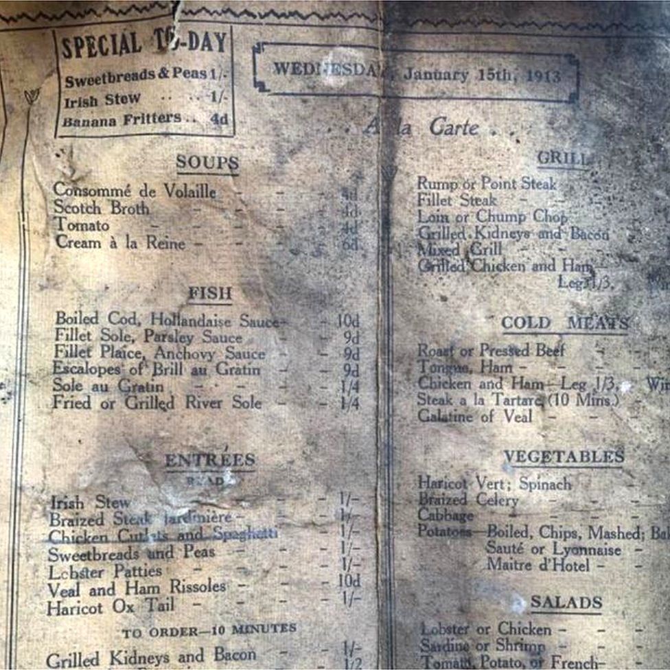 Menu discovered hidden in wall