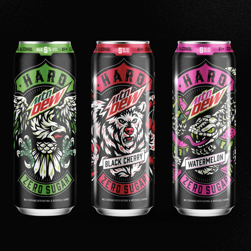 Three cans of the new hard mountain dew: PepsiCo teams up with the Boston Beer Company to create new hard MTN DEW
