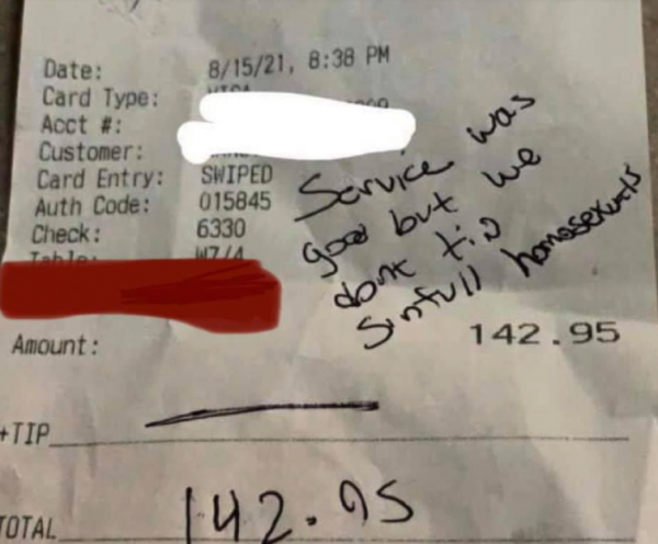 Waiter given £3,300 in tips after homophobic note was left on a receipt