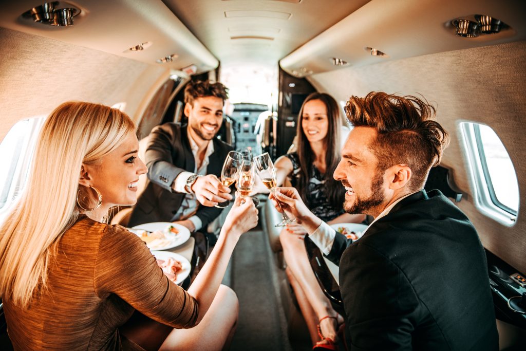 Hamptons Champagne shortage - people drink Champagne on private plane