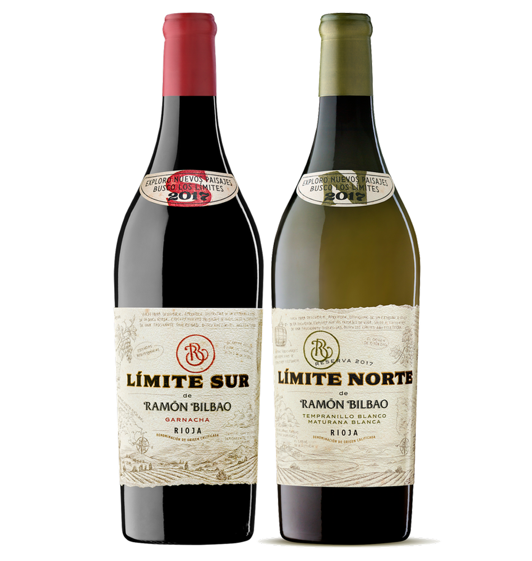 Bottles of Limite Norte and Sur: Ramon Bilbao launches Limite Norte and Limite Sur, showcasing Rioja's extremes