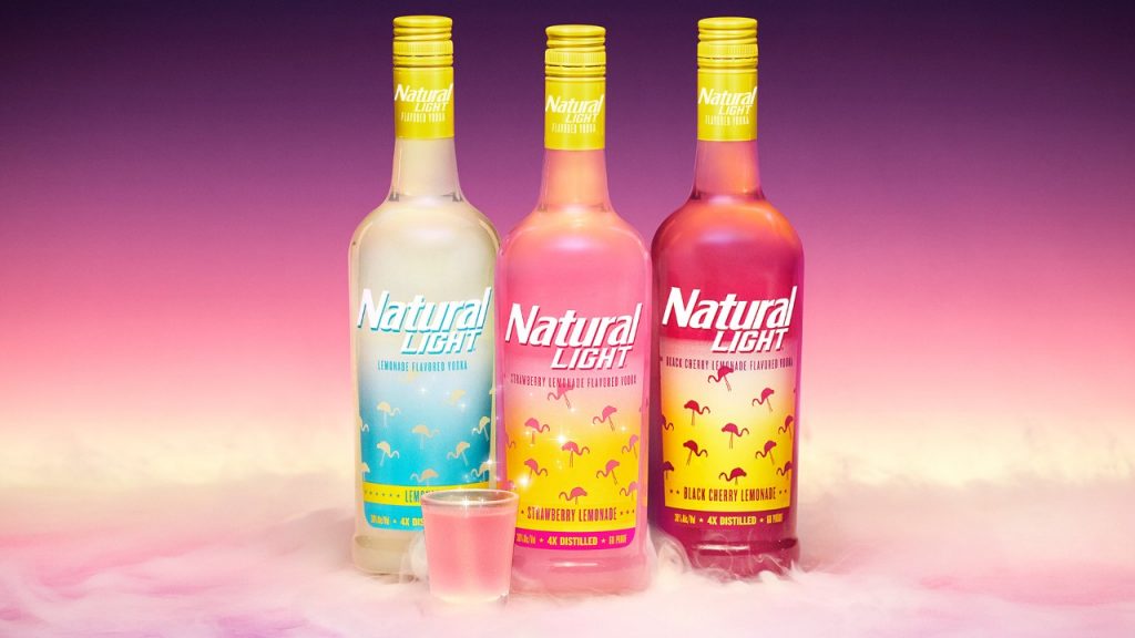 Bottles of Natty Light vodka: Beer brand natural light moves into spirits category with new lemonade vodka range