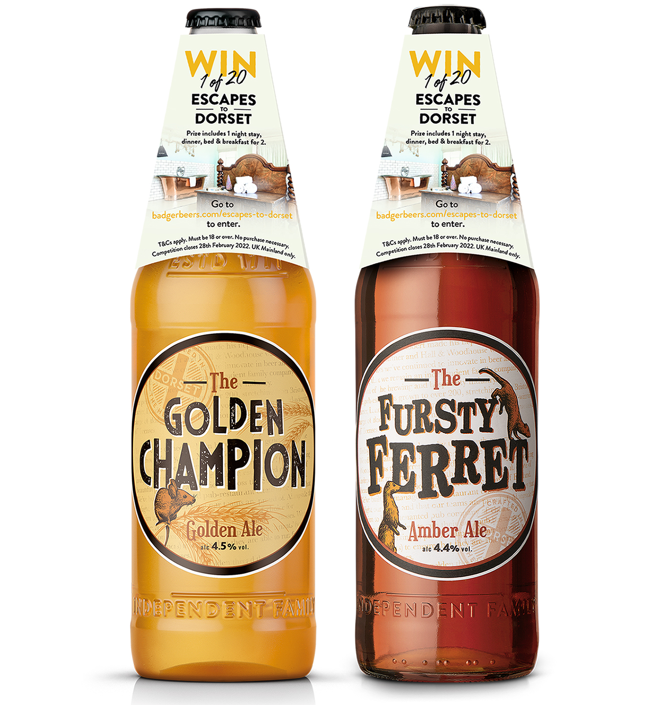 Badger Beer bottle shots: Ale brand badger beers offers Dorset staycations in on-pack promotion