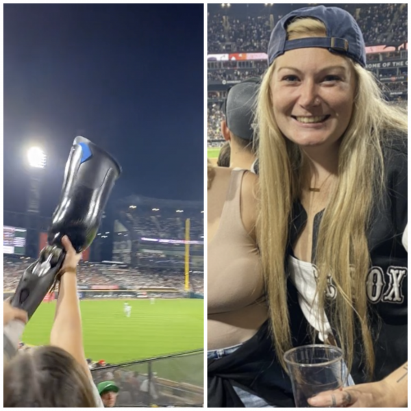 Remarkable moment woman catches foul ball with her prosthetic leg after five beers