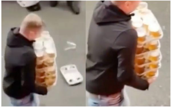 Man spotted carrying 48 pints at once while watching football match