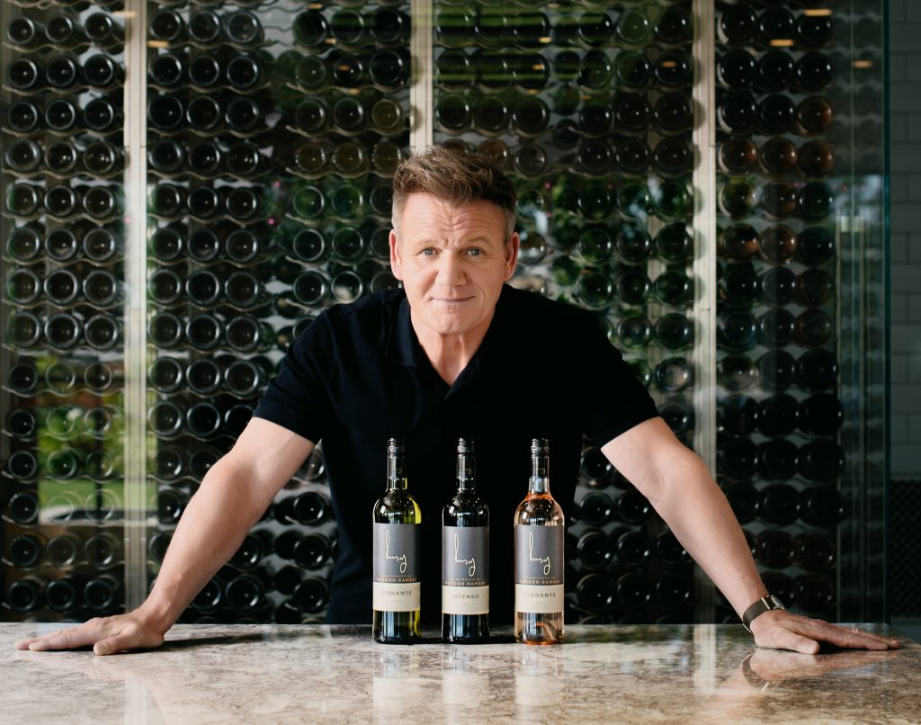 Gordon Ramsay wine: Gordon Ramsay poses with the Gordon Ramsay Italian Collection