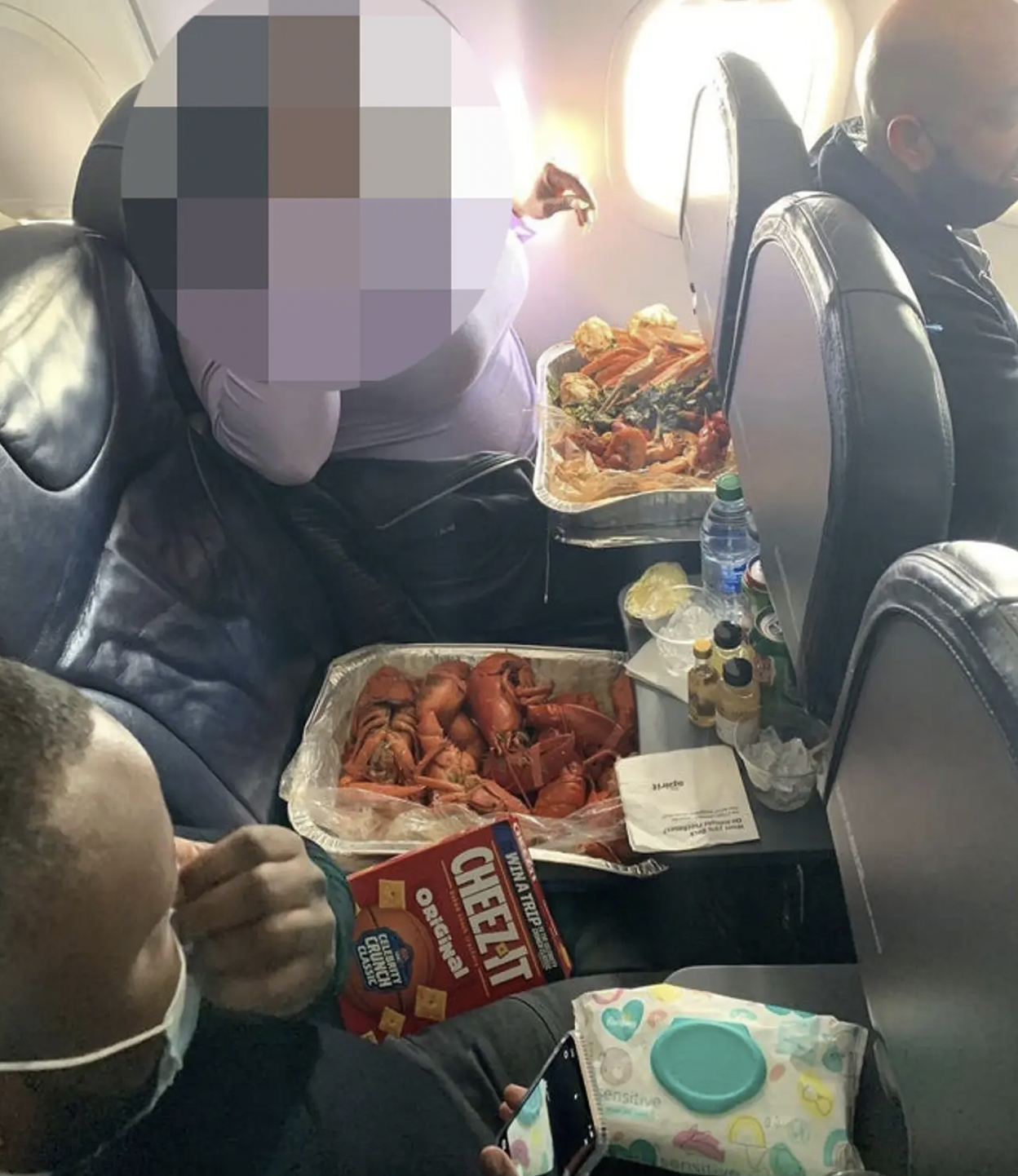 Massive lobster meal during flight