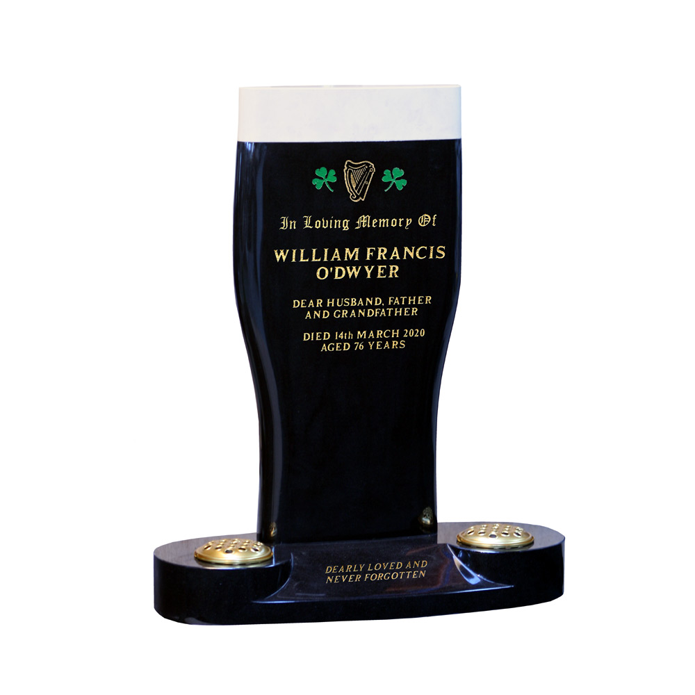 Stout fans can now get buried under a Guinness-shaped headstone