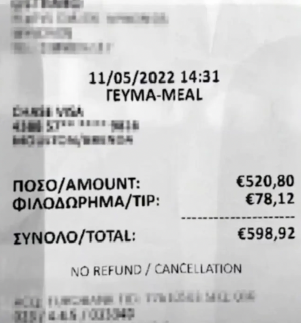 Tourists left stunned after being charged €600 for snack and drinks in Mykonos