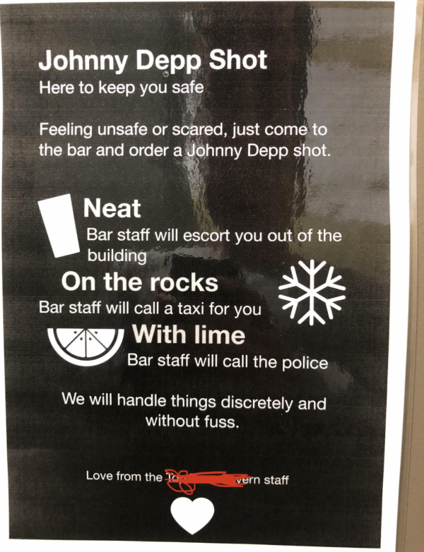 Bar introduces ‘Johnny Depp Shot’ for men who feel unsafe