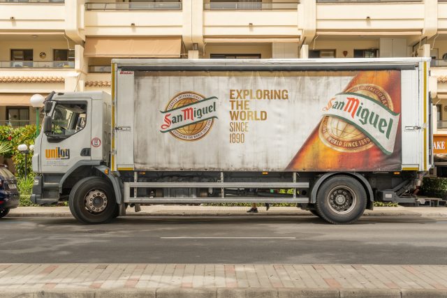 San Miguel truck - most popular beer brands in the UK