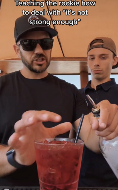 bartender hack - pouring alcohol into straw