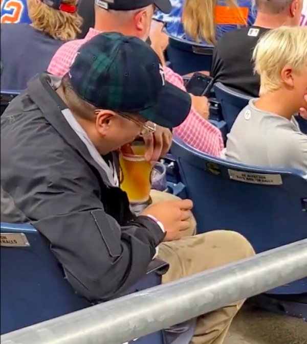 ‘Wild’ footage shows baseball fan use hot dog as a straw for his beer