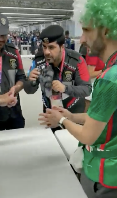 A fan tries to sneak booze into the World Cup
