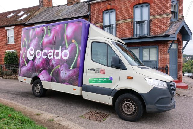 Ocado van making a delivery outside house: More than a third of Brits plan to avoid alcohol this Christmas
