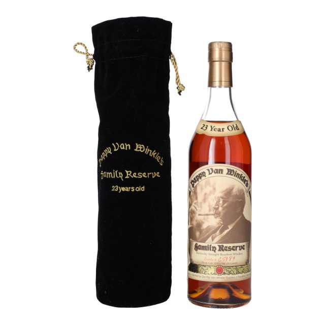 Bottle of Pappy Van Winkle and sleeve: Bottle of 23-year-old Pappy Van Winkle Bourbon sells for 17 times the pre-sale estimate