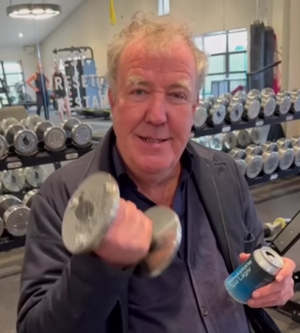 Jeremy Clarkson promotes low-alcohol lager in the gym