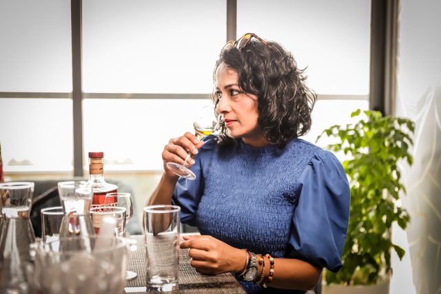 The banker-turned-bartender who founded Stilldistilling Spirits, the producer of Maka Zai Rum, reveals what’s so special about Indian-made drinks, and talks us through her favourite feta-infused cocktail.