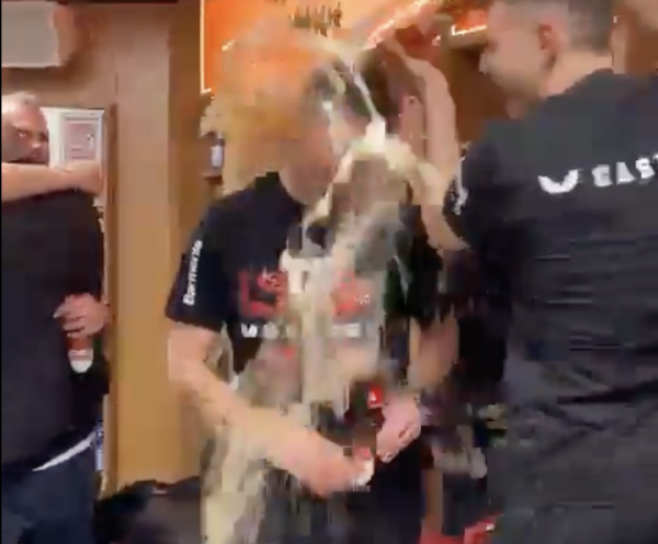 Bayer Leverkusen get the beers in