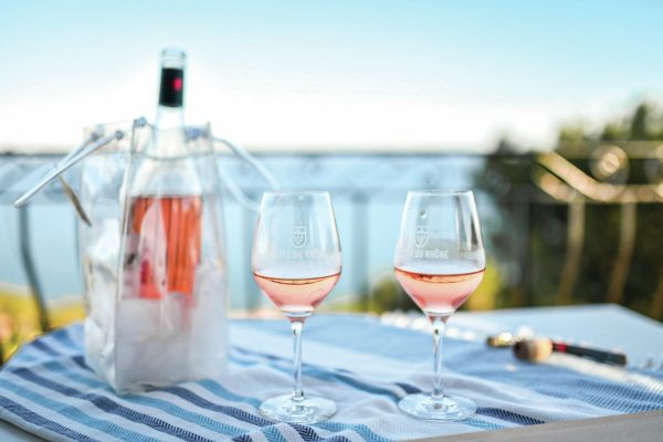 The fuschia is bright for Côtes du Rhône rosé