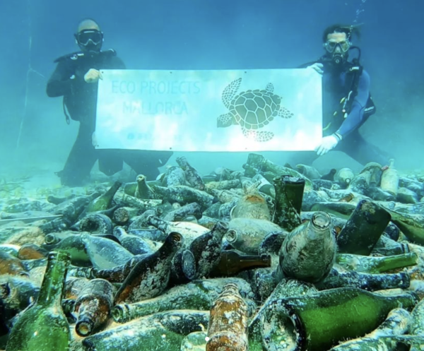 Divers remove discarded Champagne bottles from seabed