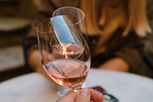 Rosé wine in a glass