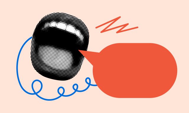 Modern collage. Pop art style screaming mouth with speech bubble. Halftone female lips in retro comic style. Advertising concept. Marketing. Sale banner. Design elements to attract attention