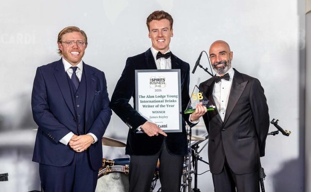 James Bayley of the drinks business has won the Alan Lodge Young International Drinks Writer of the Year 2025. The announcement was made at The Spirits Business Awards 2025 in London, hosted by Rob Beckett.